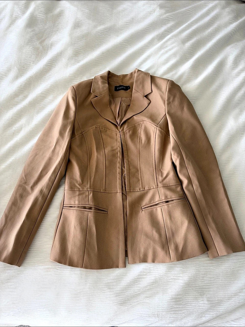 Etiquette Tailored Blazer in Camel Tan Like New